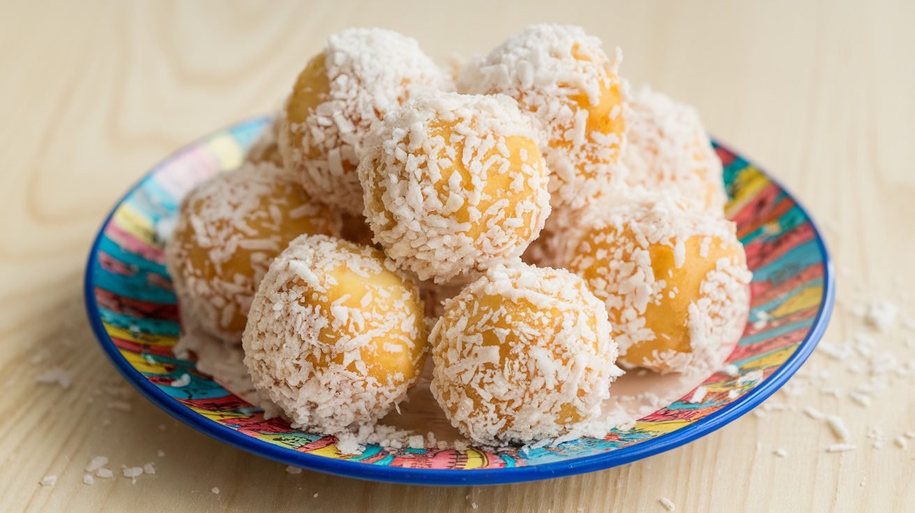 Coconut Banana Bites on a plate, showcasing banana slices coated in shredded coconut.